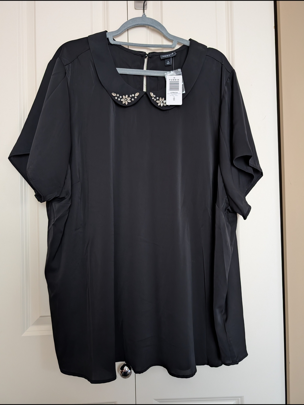 Torrid Black Jeweled Peter Pan Collar Blouse
